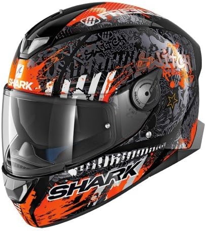Casque moto orange et noir Outlet
