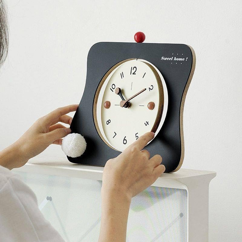 Décorative Horloge de Bureau Moderne for Chambre d'étude – Ornement élégant for la décoration Maison pour Bureau Chambre Table(Noir)
