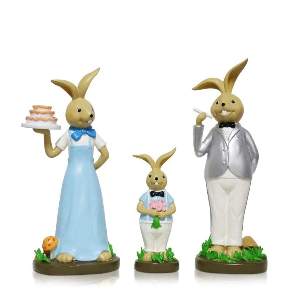 Lapin bleu résine statuette décorative miniature pour embellir bureau et étagère