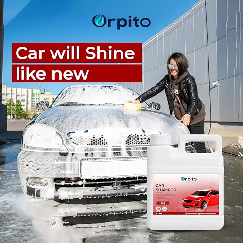 Image of Car Shampoo 5L Multi Fragrance | High Foam Car Wash Liquid | Deep Cleaning Formula | pH Neutral Paint Safe | Removes Dust & Grime | Glossy Finish Wash (1, RED)