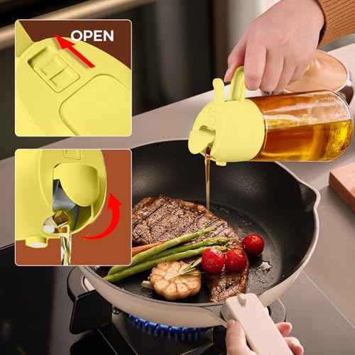 YARRAMATE 16oz/470ml Glass Olive Oil Sprayer for Cooking with Stickers, 2 in 1 Oil Dispenser for Kitchen Gadgets, Food Grade Premium Spray Bottle for Salad, Frying, BBQ (Pomelo) by YARRAMATE - Image 7
