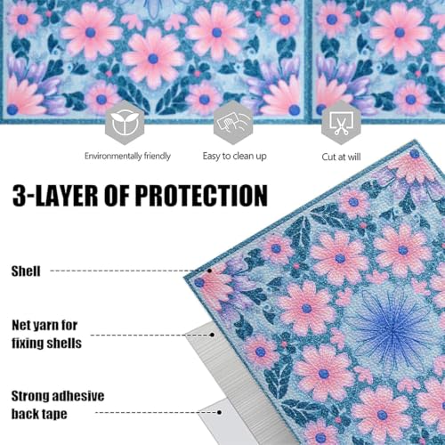 Image of Moroccan Tile Stickers | Waterproof Self Adhesive Peel & Stick Tile Decals for Kitchen Backsplash, Bathroom Wall, Floor, Furniture & Glass (4x4 Inch, Design 59)