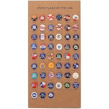 USA 50units States Flag Thumb Tacks, Decorative Push Pins for Cork Board Travel Map Pins Office and Classroom 51 Pieces + Cork Board