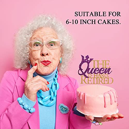 Maicaiffe The Queen Has Retired Cake Topper - Retirement Cake Topper - Retired Cake Decorations For Women (Gold & Purple) #TOP3