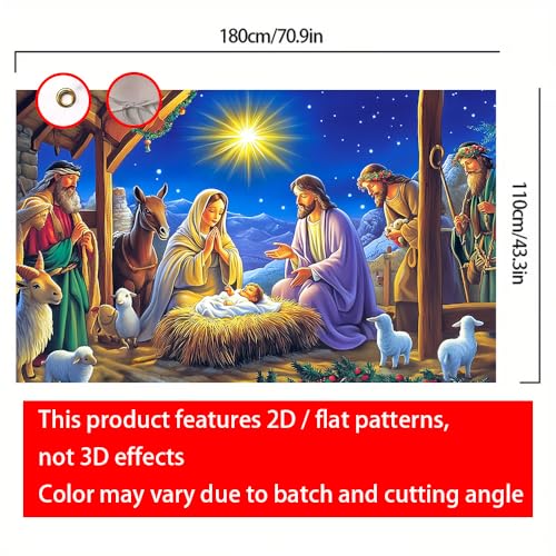 Image of Nativity Backdrop 71x43 Christmas Manger Scene Banner for Church