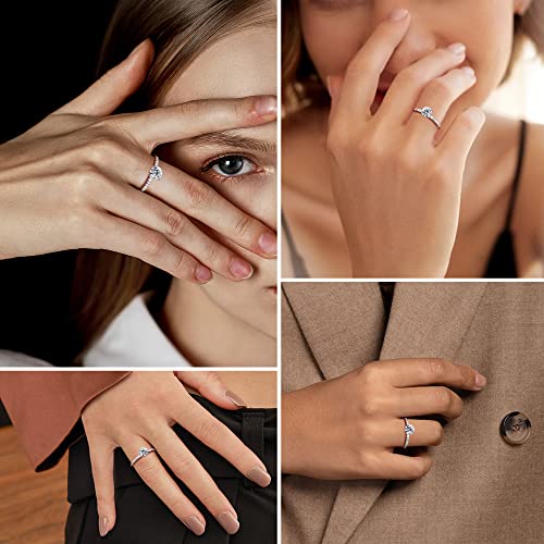 Moissanite Wedding Band Ring, 1.5 ct D Color VVS1 Lab Created Diamond Half Eternity Rings, 18K White Gold Plated 925 Sterling Silver Stackable Ring for Women2