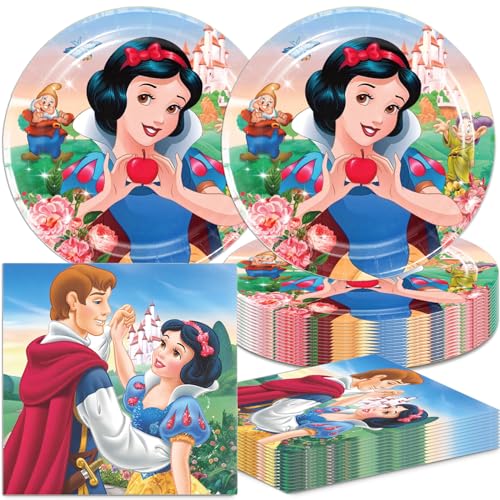 40pcs Snow White Party Supplies include 20 plates, 20 napkins