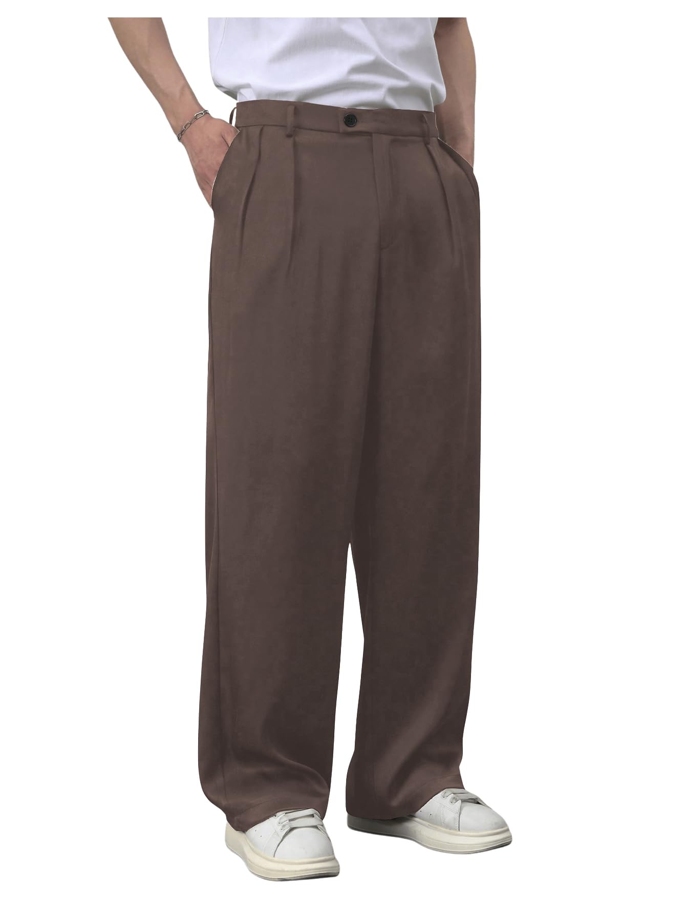 SHENHE Mens Straight Leg Pleat Front Dress Pants Scrubs Business Casual Suit Pants Trousers