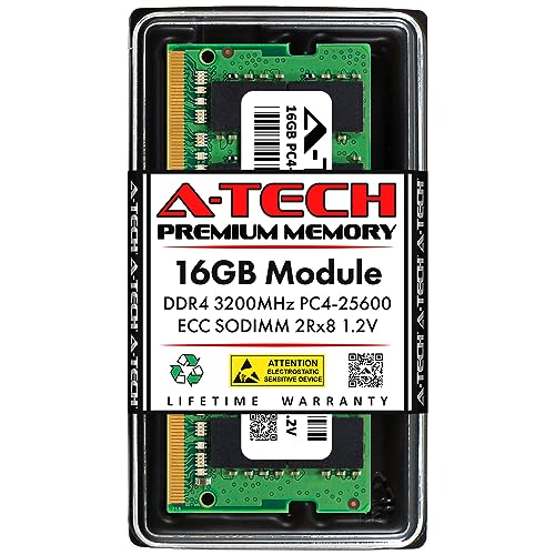 Image of A-Tech 16GB DDR4 3200MHz PC4-25600 ECC SODIMM 2Rx8 Dual Rank 1.2V 260-Pin RAM Memory Upgrade Module for Microserver, Workstation, and Networking Platforms