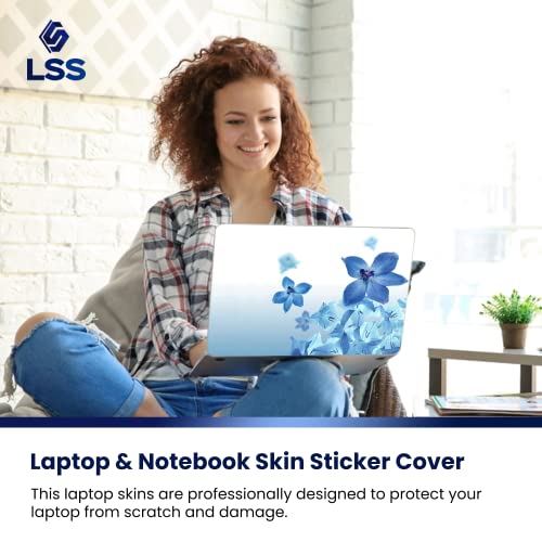 Image of LSS 15 15.6 inch Laptop Notebook Skin Sticker Cover Art Decal Fits 13.3 inch 14 inch 15.6 inch 16 inch HP Dell Lenovo Apple Asus Acer Compaq (Free 2 Wrist Pad Included) Blue Neon Flower