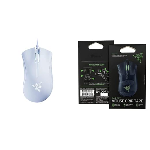 Razer DeathAdder Essential Gaming Mouse: 6400 DPI Optical Sensor - Mercury White + Razer Mouse Grip Tape - Anti-Slip Grip Tape - Self-Adhesive Design