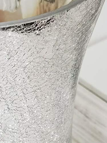 DEENZ ELEGANT SILVER CRACKLE MERCURY GLASS LARGE VASE H 30CM