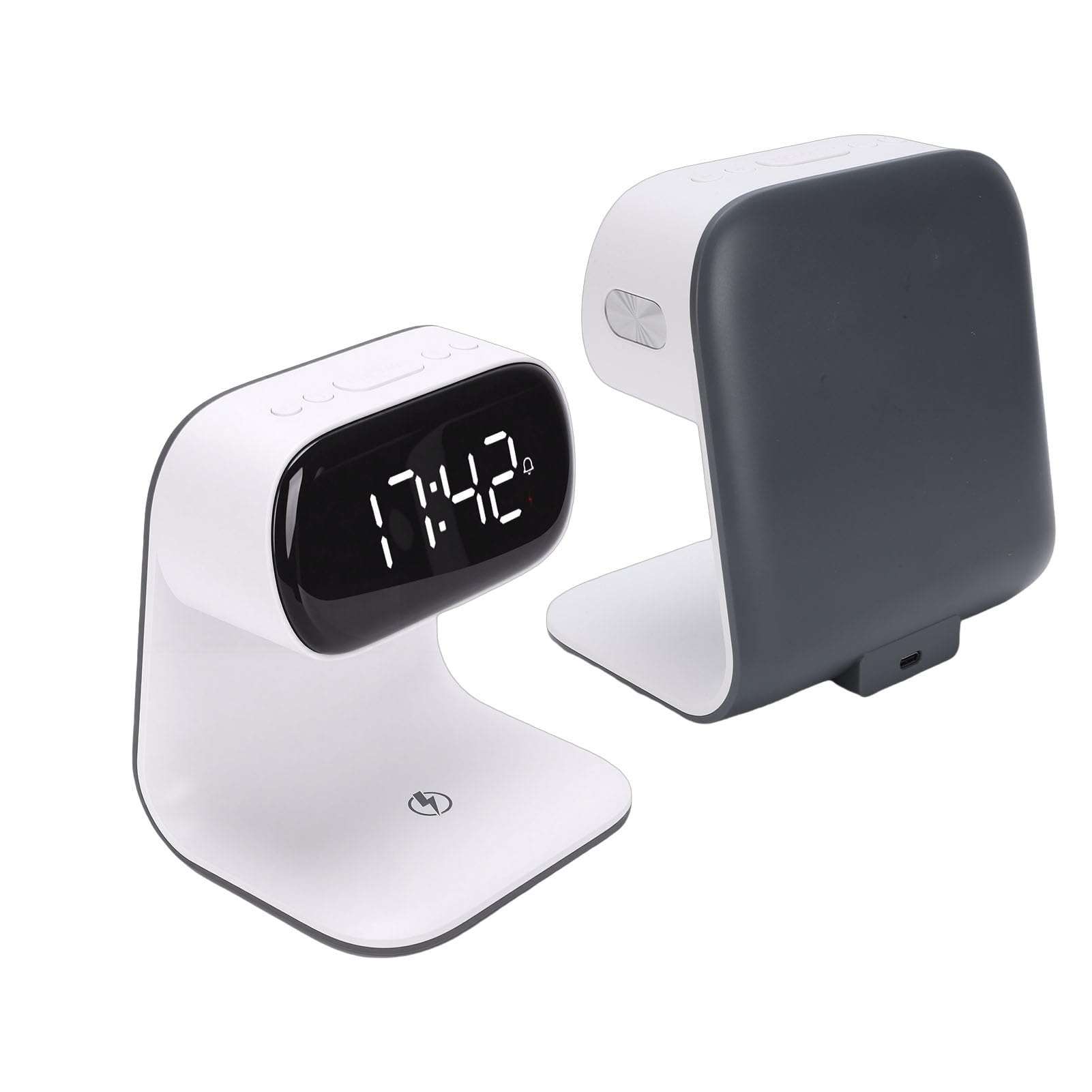 ASHATA Sveglia LED con stazione di ricarica wireless rapida per soggiorno, luce notturna a 3 colori