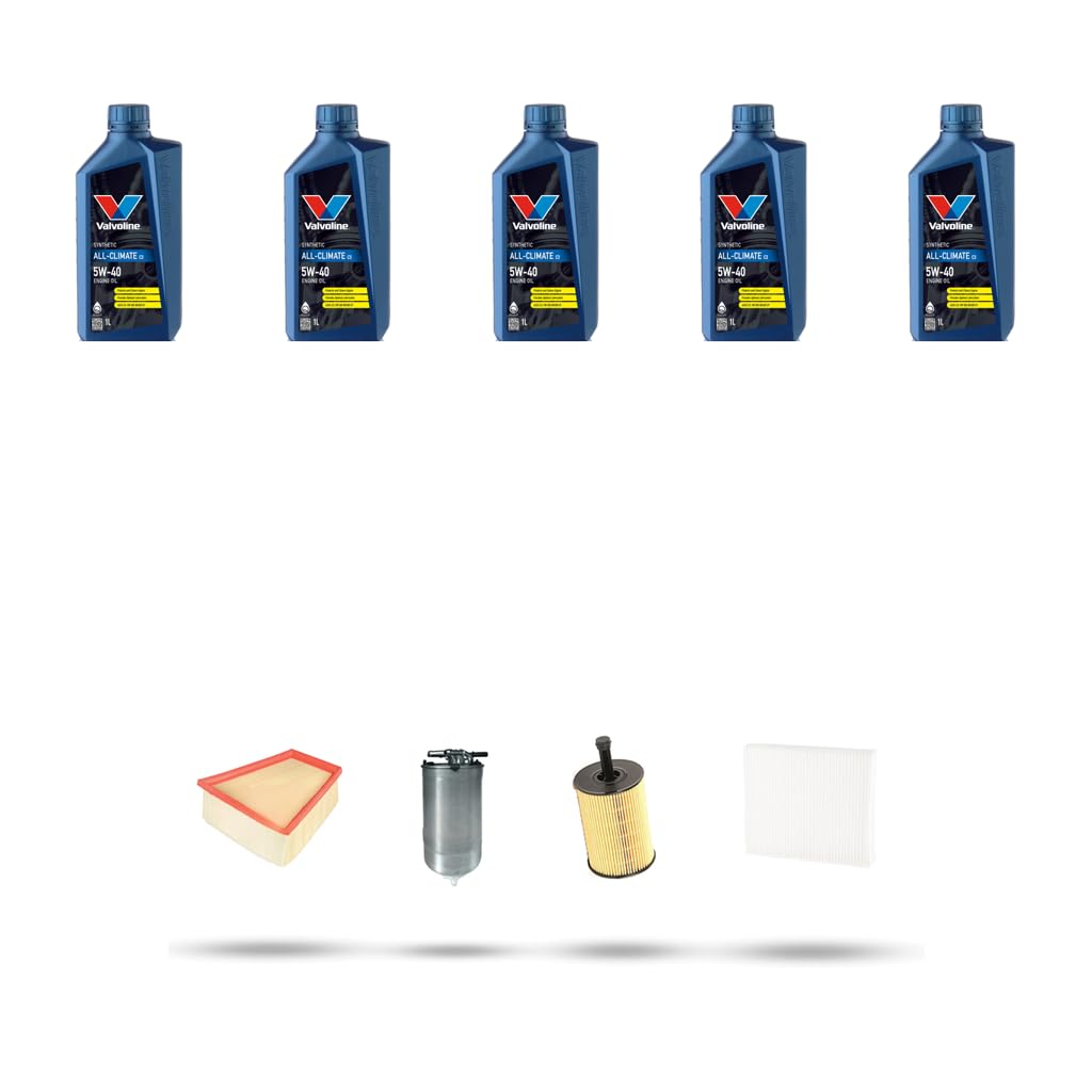Kit tagliando 4 FILTRI e 5L OLIO compatibile con Vw POLO IV (9N) 1.4 TDI 55kw 2001 2005