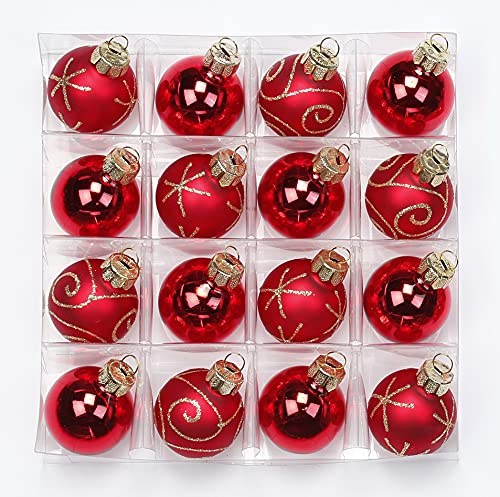 Weihnachtskugeln Inge Glas Merry Red 16 Stück Ø3cm in ROT 8 Stück in rot glänzend & 8 Stück in rot matt mit Glitzer Dekor in Gold für Weihnachten Cover
