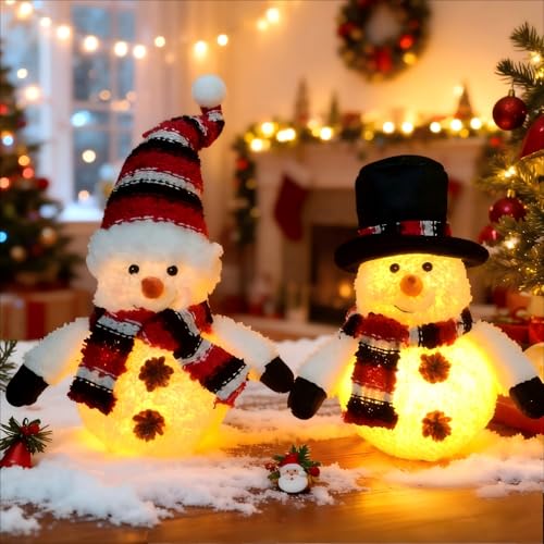 Weihnachtsdeko Schneemann Wichtel mit LED, 2 Stück Weihnachtsdeko...