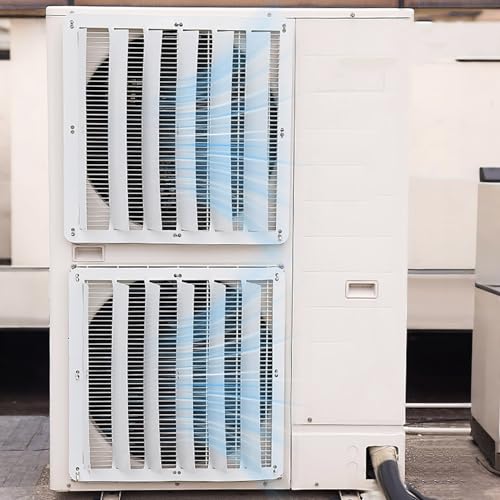 Air Conditioner Deflector Wind Baffle for Outside Units, Air Deflector for Vents,Outdoor Compressor Protection Fence, Universal Anti-Direct Blow Galvanized Steel Unit Cover (White,Square 50x50cm)