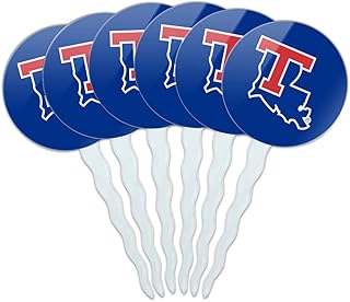 GRAPHICS & MORE Louisiana Tech University Bulldogs Logo Cupcake Picks Toppers Decoration Set of 6