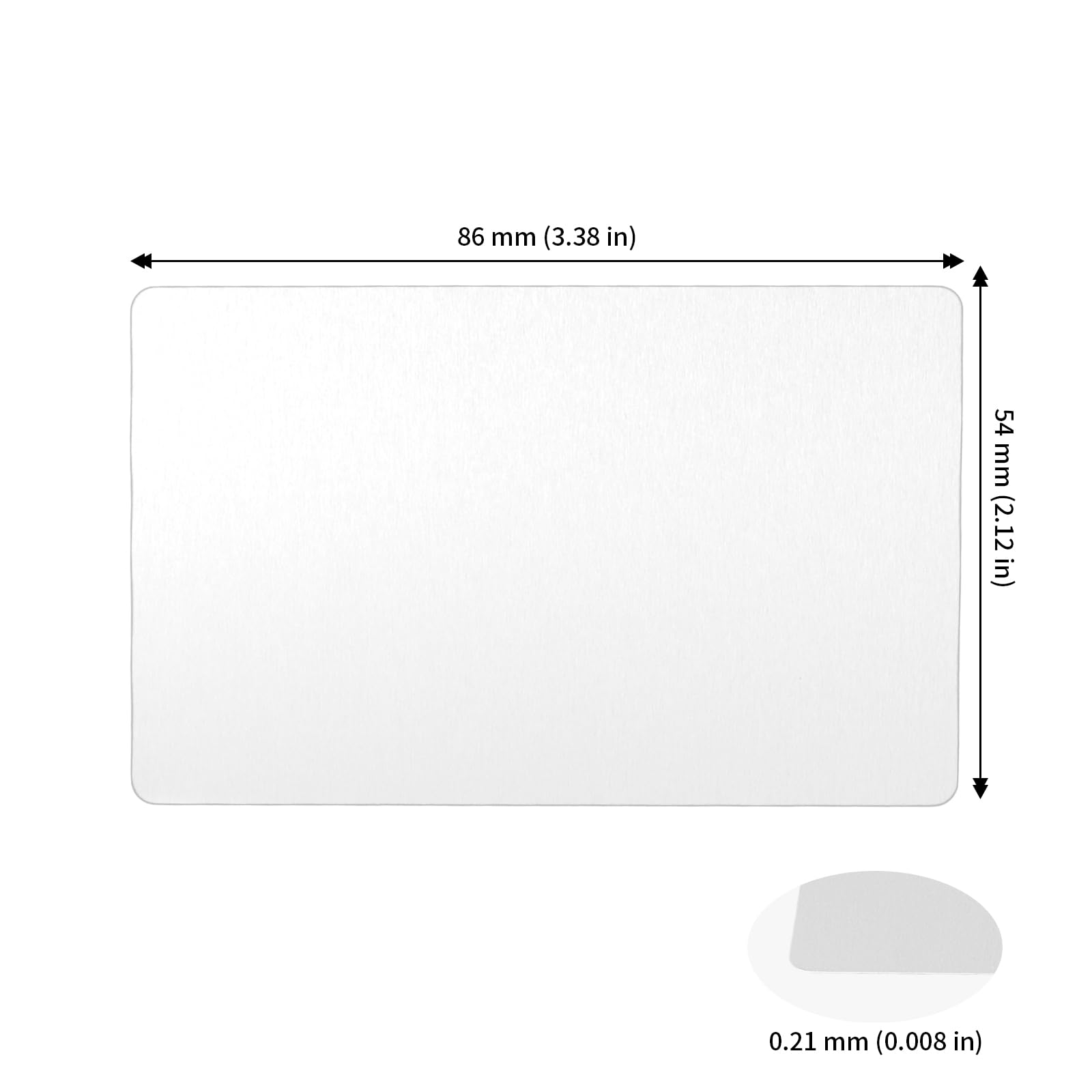 200 Stück Aluminium Visitenkarten, 86 x 54 x 0,21mm Silber Metall Visitenkarten Rohlinge, Metall Karten für Business, Marketing, Networking