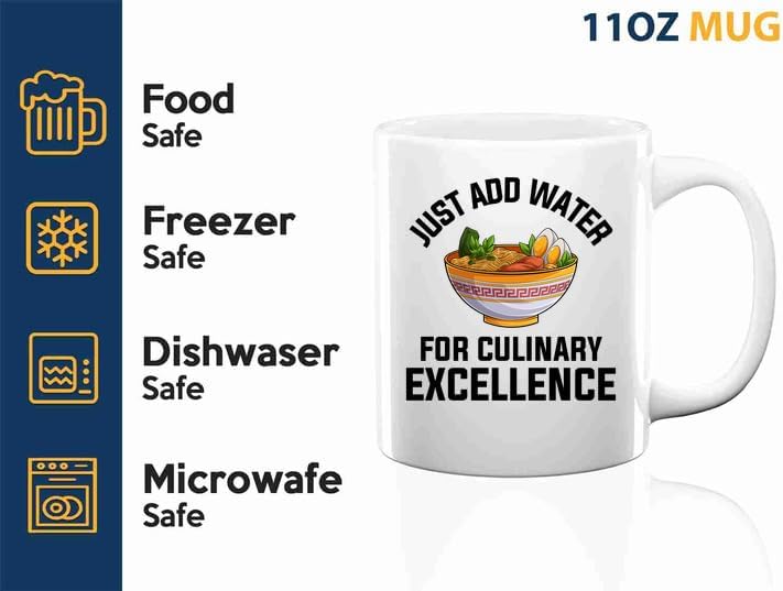 Ramen Coffee Mug 11oz White -Just add water - Food Lovers chicken pumpkin vegan pantry spicy noodles image 4