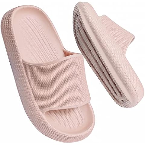 LAKIGE Kids Cloud Slides Summer Slippers for Boys Girls Non-Slip Cozy House Bathing Shoes Beach Swimming Pool Slide Sandals for Kids Light Pink Cover