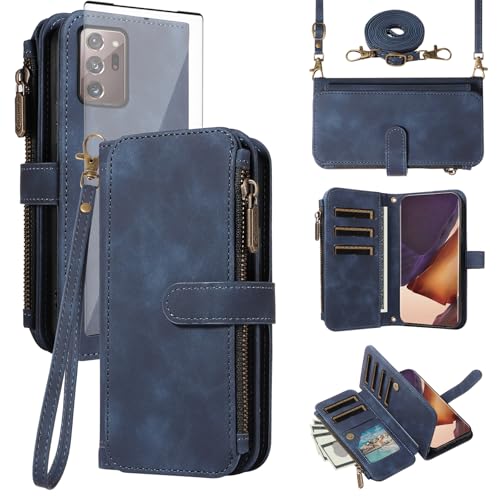 Fermeture éclair robuste pour étui Note 20 Ultra Asuwish portefeuille amovible à rabat intégral