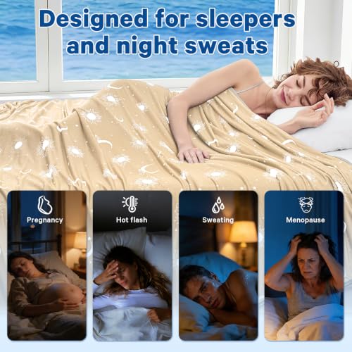 Image of inhand Cooling Blanket King Size (90 inchx108 inch) - Double Sided Cooling Blankets for Hot Sleepers, Lightweight Summer Blanket for Sofa Bed Couch, Travel, Room Decor House Warming Gifts Light Khaki Beige