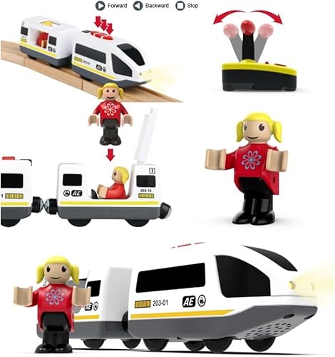 Miniatura 3 de Juego de tren a control remoto para niños, locomotora a pilas con carro, conexión magnética y efectos de luz de sonido, compatible con vías de