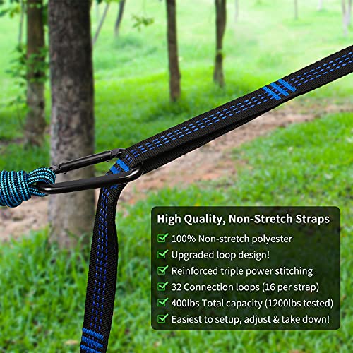 WoneNice Camping Hammock - 118''L x 78''W Extra Large Parachute Nylon Double Hammocks with Tree Straps - Image 5