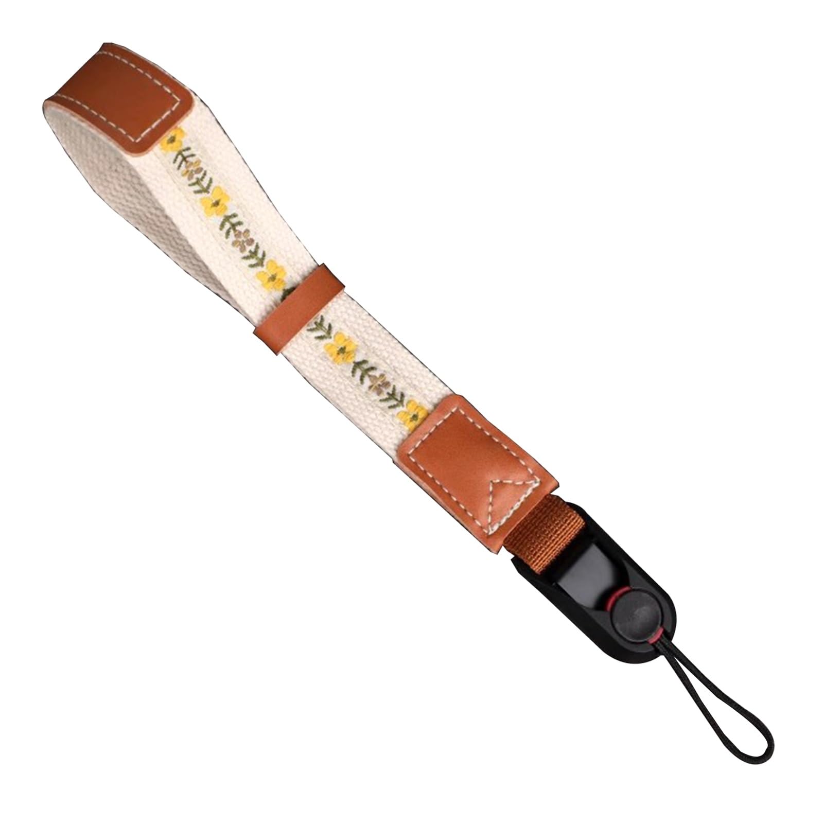 Flyiodfcxv Ethnic Style Yellow Camera Strap, Sturdy Camera Wrist Strap, Cotton With Leather Ring For All Cameras, Strong Stitching