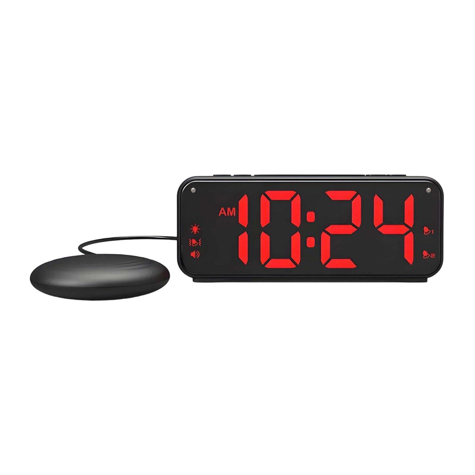 Qcbuegof Loud Alarm Clock for Heavy Sleepers, Hearing Impaired Vibrating Alarm Clocks with Bed Shaker, 4Dimmers, 2 Alarms and Snooze Loud Clock Bed Shaker Heavy Sleepers