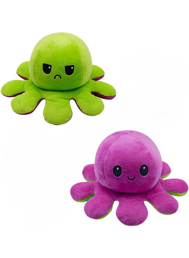GenericCute And Adorable Reversible Both Side Different Expression Octopus Plush Toy 20 cm Purple/Green