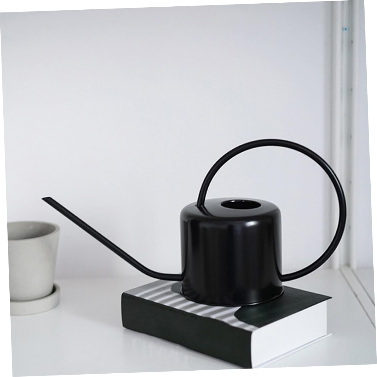 Arrosoir en Acier Inoxydable 1, 3 L à Long Bec Noir pour Plantes