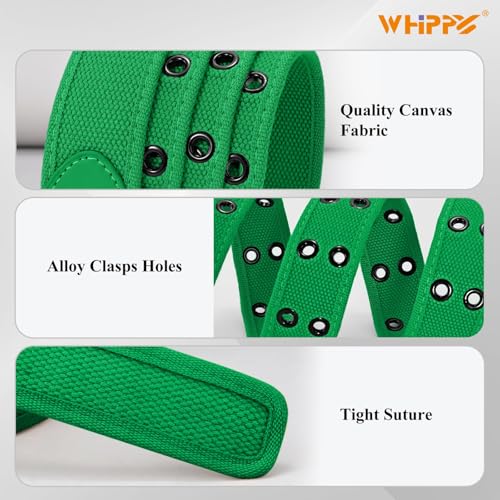 Image of WHIPPY Canvas Double Grommet Belt Unisex Casual Double Prong Belt for Men Women for Jeans Pants