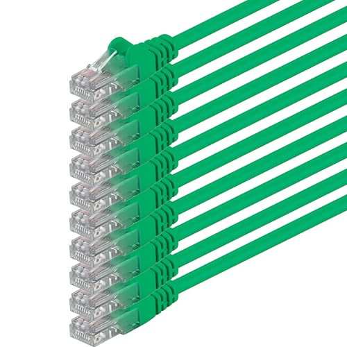 1aTTack.de 10x 0,5m Câble Réseau Cat6 Cat 6 - RJ45 Ethernet LAN DSL Routeur Modem - Vert
