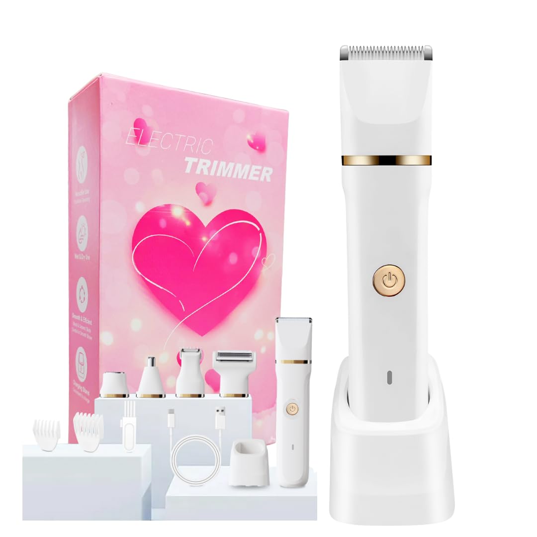 5-in-1 Electric Shaver Bikini Trimmer for Women - IPX7 Waterproof Shaver Body, Face, Nose & Ear, Cordless Electric Razor, Ceramic Blades For Sensitive Skin, USB-C Rechargeable Painless Hair Removal
