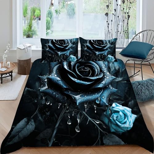 Housse de couette microfibre douce parure de lit 3 pièces fleurs - 2