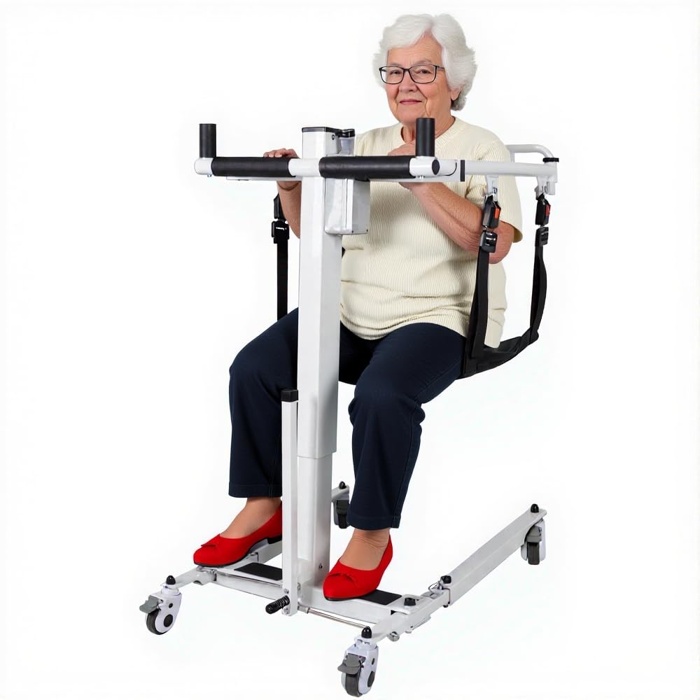 Electric Patient Lift Transfer Chair, Portable Folding & Transfer Lift for Car, Lift Elderly Seniors from Bed to Chair, Commode Toilet, Bathroom Wheelchair, Daily Lift and Transfer Need for Home Use
