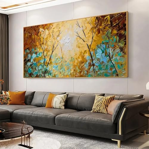 Peinture sur toile bleu marron pour illuminer un mur sombre