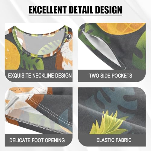 ALAZA Guinea Pig Pineapple Palm Leaves Pajamas Short Sleeve 2 Piece Sleepwear Top and Bottom Pajama Set Unisex4