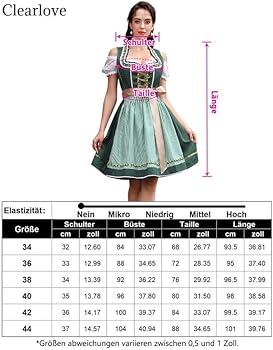Clearlove Dirndl midi 3-delige klederdrachtjurk voor dames, klederdrachtrok, klederdrachtmode, dirndlblouse voor Oktoberfest, Donkerblauw, 40