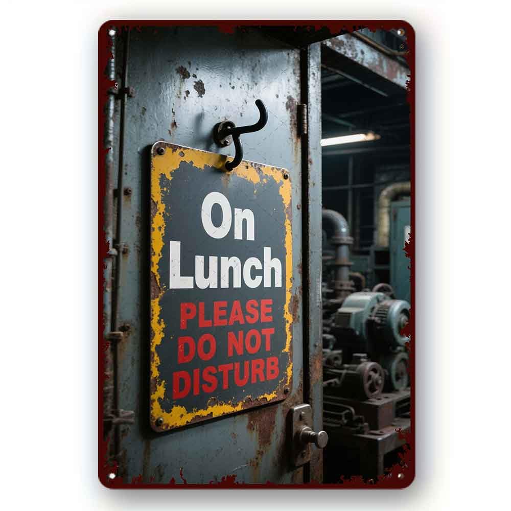 peiyeety Rustic Metal Tin Sign on Lunch Please DoDisturb Farmhouse Quote Metal Sign for Home Wall Art Decoration Plaque Signs 8x12 Inch