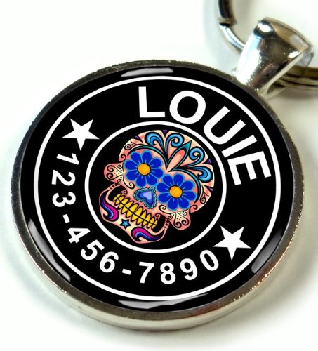 ID4Pet Dog and Cat Id Black Sugar Skull (Large 1.50')