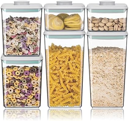 Ankou Airtight Food Storage Container Sets with Lids 6Pcs Pop Containers for Kitchen Pantry Organization BPA-Free Stackable Kitchen Storage Containers for Cereal Flour Sugar (0.5, 1.2, 1.8qt)*2 - Thumbnail 2