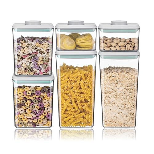 Ankou Airtight Food Storage Container Sets with Lids 6Pcs Pop Containers for Kitchen Pantry Organization BPA-Free Stackable Kitchen Storage Containers for Cereal Flour Sugar (0.5, 1.2, 1.8qt)*2