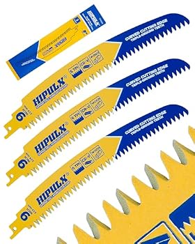 HIPULX 9-Inch Japanese Teeth Reciprocating Saw Blades, 6 TPI Curved Cutting Edge Sawzall Pruning Blade for Wood Cutting, Curved & Triple-Ground Teeth Design for Fast, Smooth Cuts for Trimming (3 PCS)