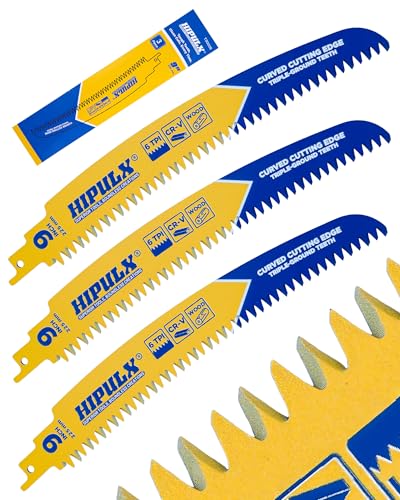HIPULX 9-Inch Japanese Teeth Reciprocating Saw Blades, 6 TPI Curved