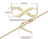 Vista 5 de Collar Personalizado de Nombre Infinito de Oro con Corazón Hermosa Flecha Ancla Brújula Montaña Constelación Colgante de Amor Eterno Joyería Mejores