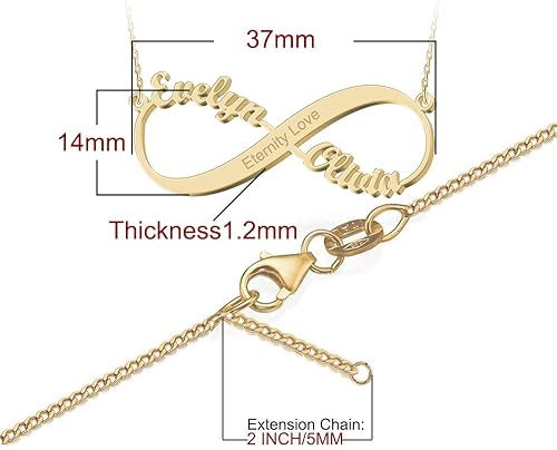 Miniatura 5 de Collar Personalizado de Nombre Infinito de Oro con Corazón Hermosa Flecha Ancla Brújula Montaña Constelación Colgante de Amor Eterno Joyería Mejores