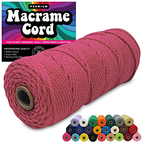 3Mm Macrame Cord 3Mm Thick Cords For Macrame Yarn 100% Cotton Colored Macrame Rope Cord Natural Craft Cord String Yarn Supplies 325 Feet 3 Mm Cotton Macrame Cord Thin Hot Pink Macrame Supplies #TOP28